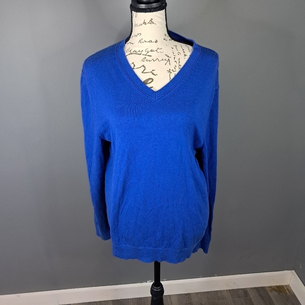 Banana Republic Premium Luxe Yarn Men's V-neck Sweater Blue Size Medium